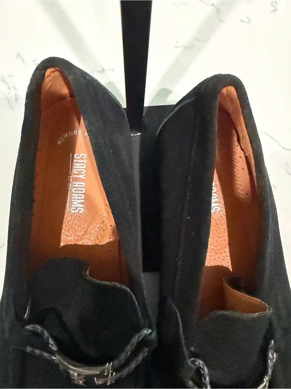 Stacy Adams Black Suede Slip-On Loafers with Silver Bit
